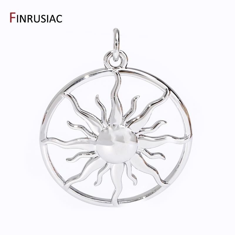 Fashion 18K Gold Plated Brass Hollow Sun Charms Round Pendant For DIY Women Necklace Making Supplies Findings