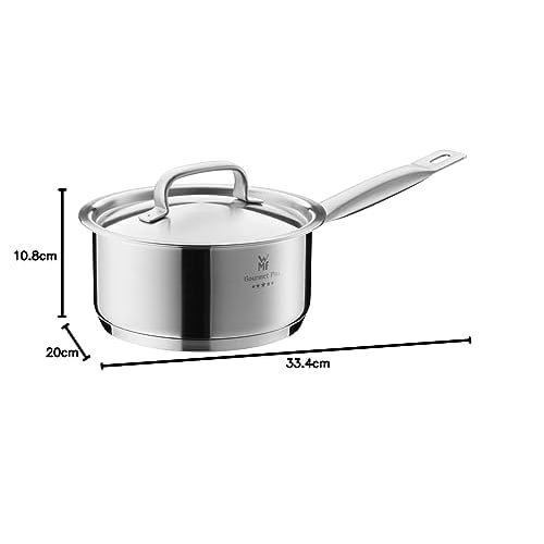 WMF "Gourmet Plus Saucepan" 16cm Saucepan, Induction and Gas Compatible, Matte Finish, Heavy-Duty Design, Stainless Steel, 10-Year Warranty, W07261660