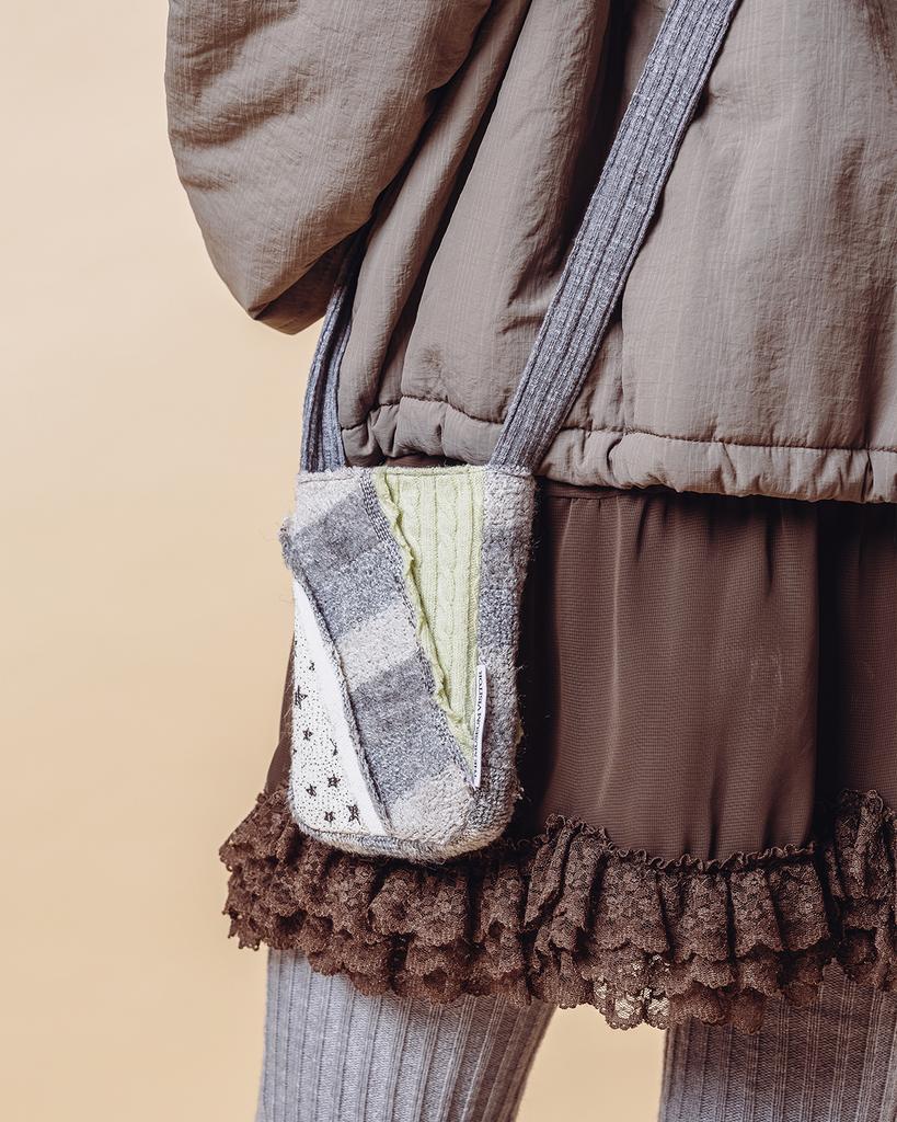 Themuseumvisitor Patch Work Mini Cross Bag (Light Gray)