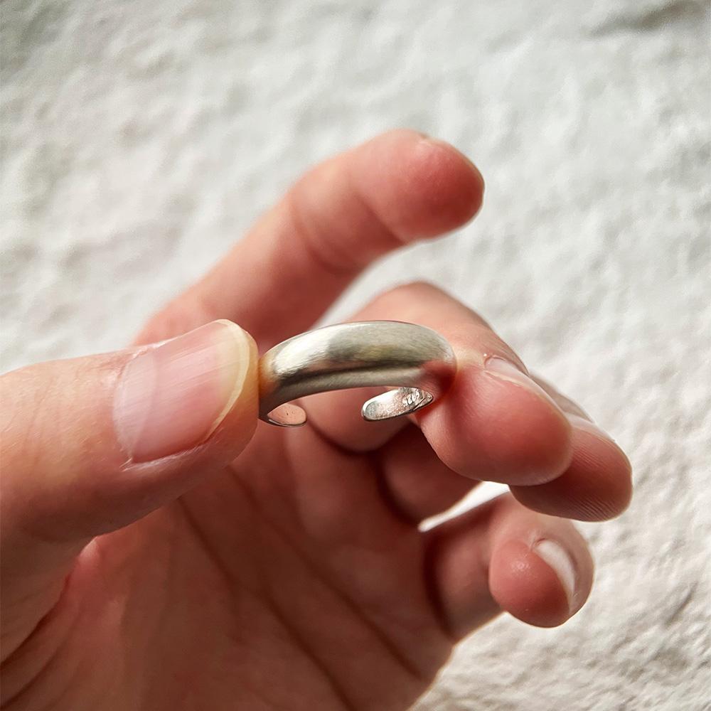 Retro Frosted  Sterling Silver Adjustable Open Ring for Women Punk Gothic Edgy  Vintage Accessories Gift for Girls