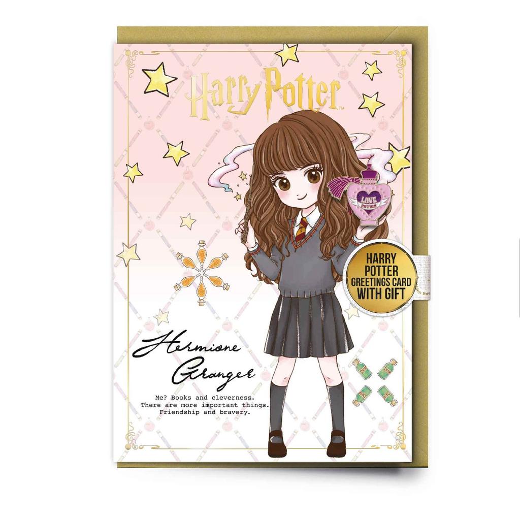 Hermione Character Greetings Card with Love Potion Pinbadge (Pack of 6)