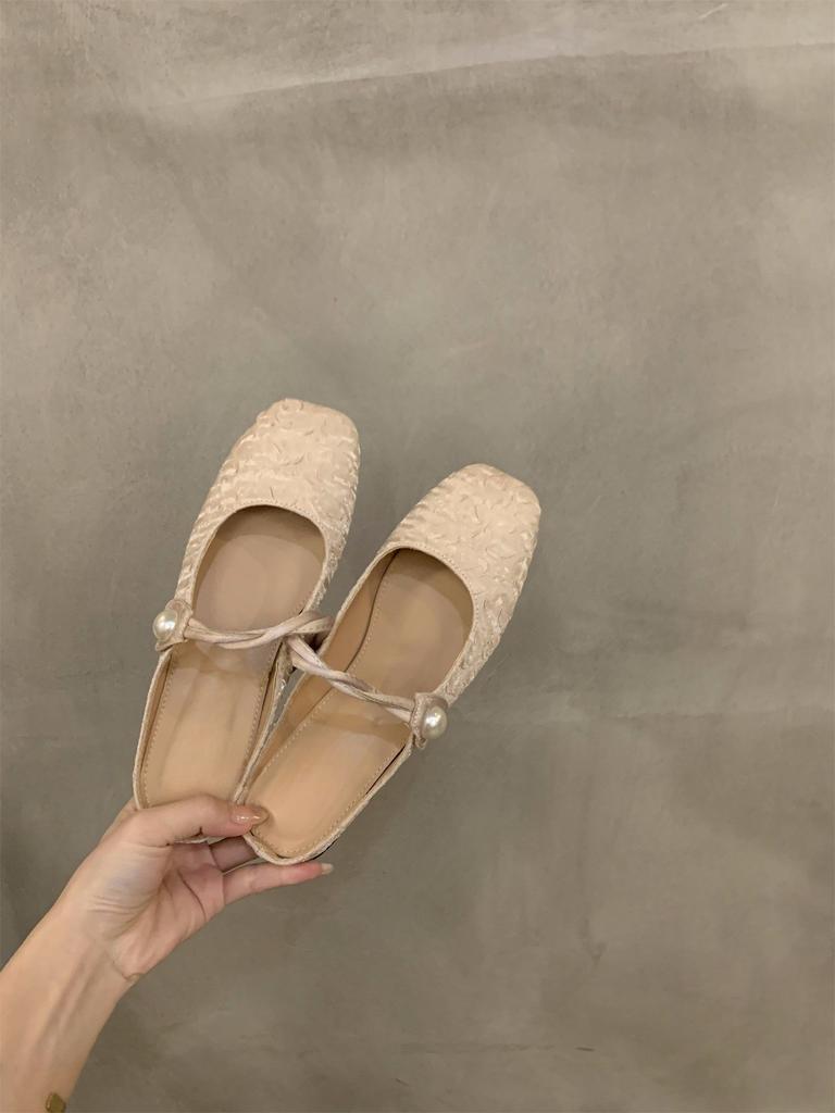 Flat-bottomed bag head, half slippers, women's shoes, Mary Jane half-tray single shoes