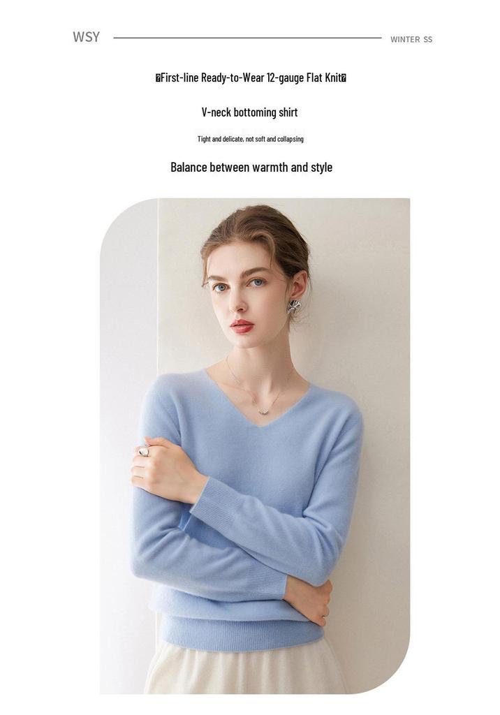 2026 New Autumn Winter Women's Pure Cashmere V-neck Sweater - Loose, Versatile Knitwear