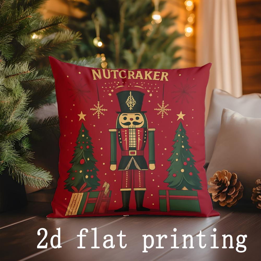 

Home Decor Nutcracker Christmas Pattern Decorative Pillowcase Pattern Cushion Cover Suitable for Sofa Bedroom Car Pillow Cover 16x16Inch