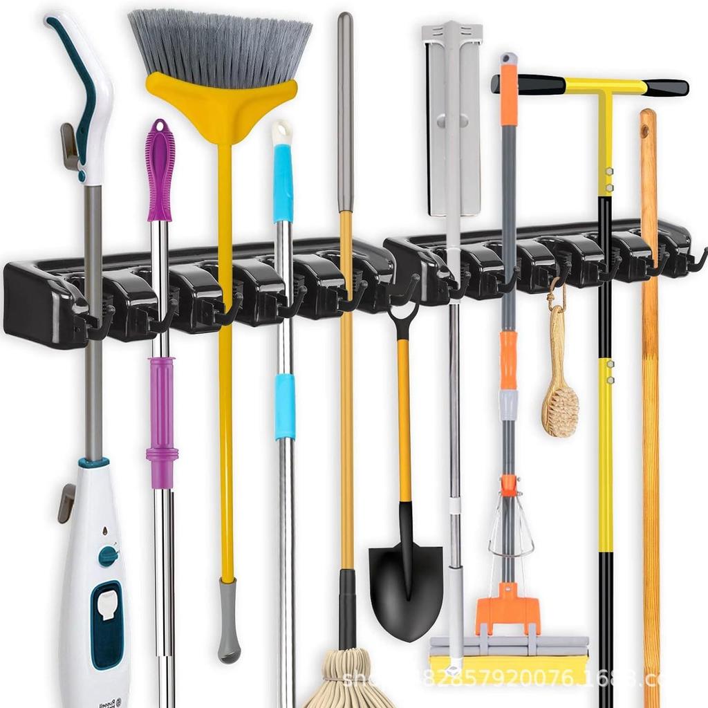 Wall-Mounted Mop Holder & Storage Hook