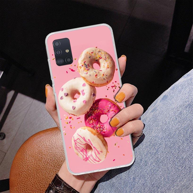 Macaron Ice Cream Cake Doughnut Phone Case For Samsung Galaxy A52 A32 A22 A12 A51 A31 A50S A30S A20S A10S Note 20 Ultra 10 Plus