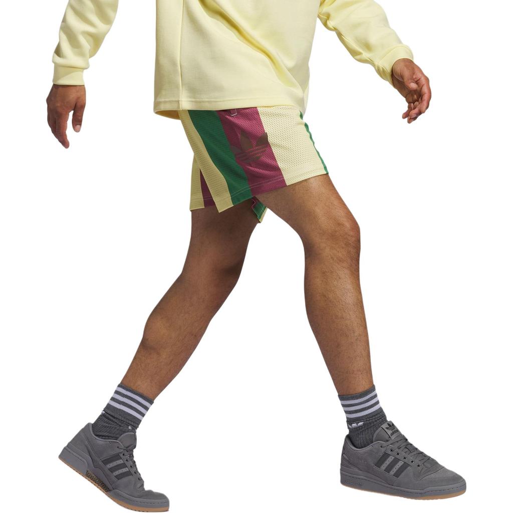 Adidas Originals Allover Print Series Logo Color Block Striped Comfortable Lace-Up Mid-Rise Sports Shorts Unisex Shorts Deep-Pink IY7393