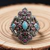 European and American new fashion retro court gem inlaid light luxury personalized women's ring