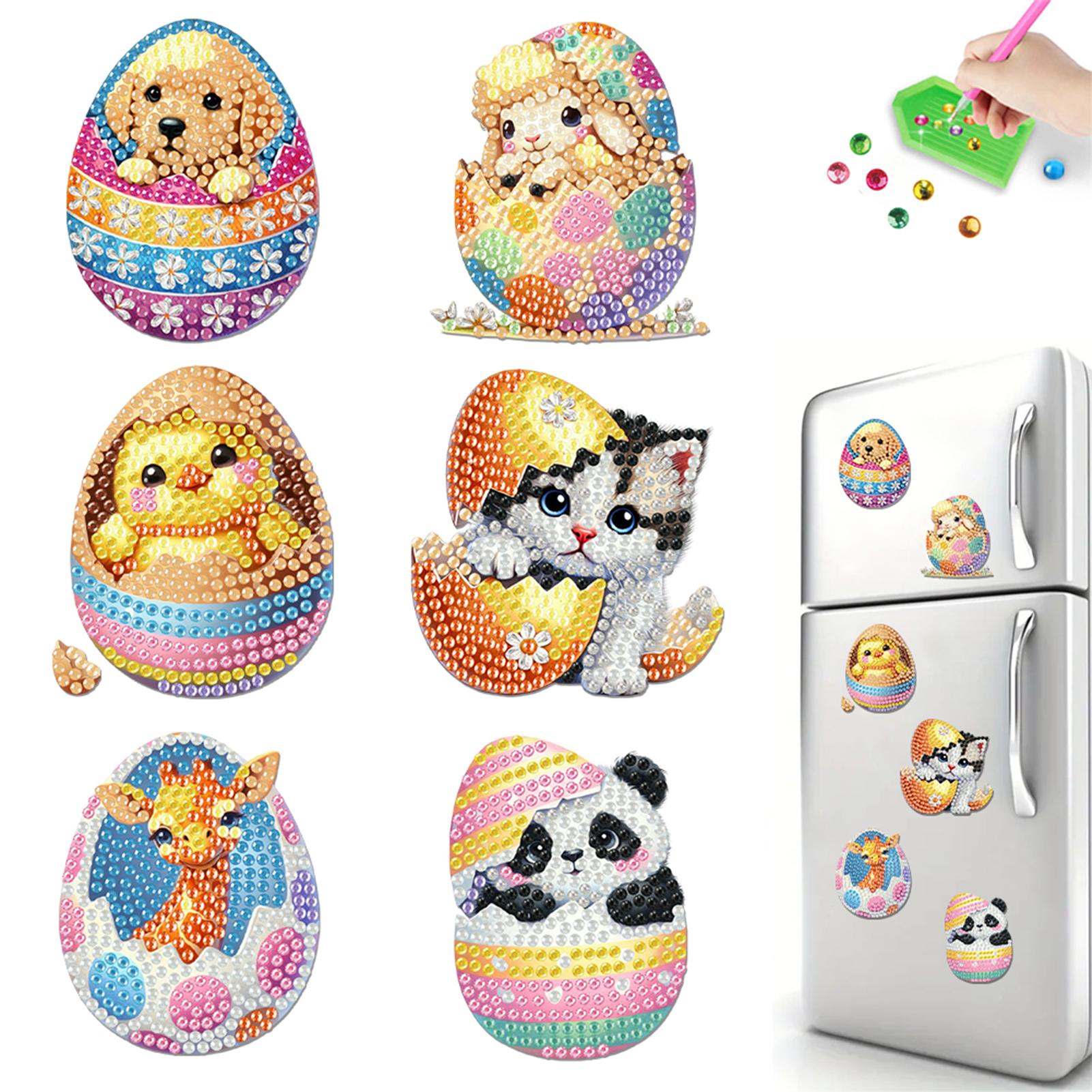 

Easter Pattern Acrylic Diamond Art Refrigerator Magnet Diamond Painting Fridge Magnets Crystal Sparkling Diamond Magnets Set