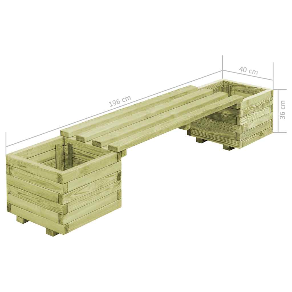 vidaXL Gartenbank mit Pflanzgefäßen Kiefernholz Imprägniert