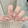 Valentine's Day Nail Bows Almond Press On Nail Bowknot Designs French Tips Glossy False Nail Full Cover Stick On Nail