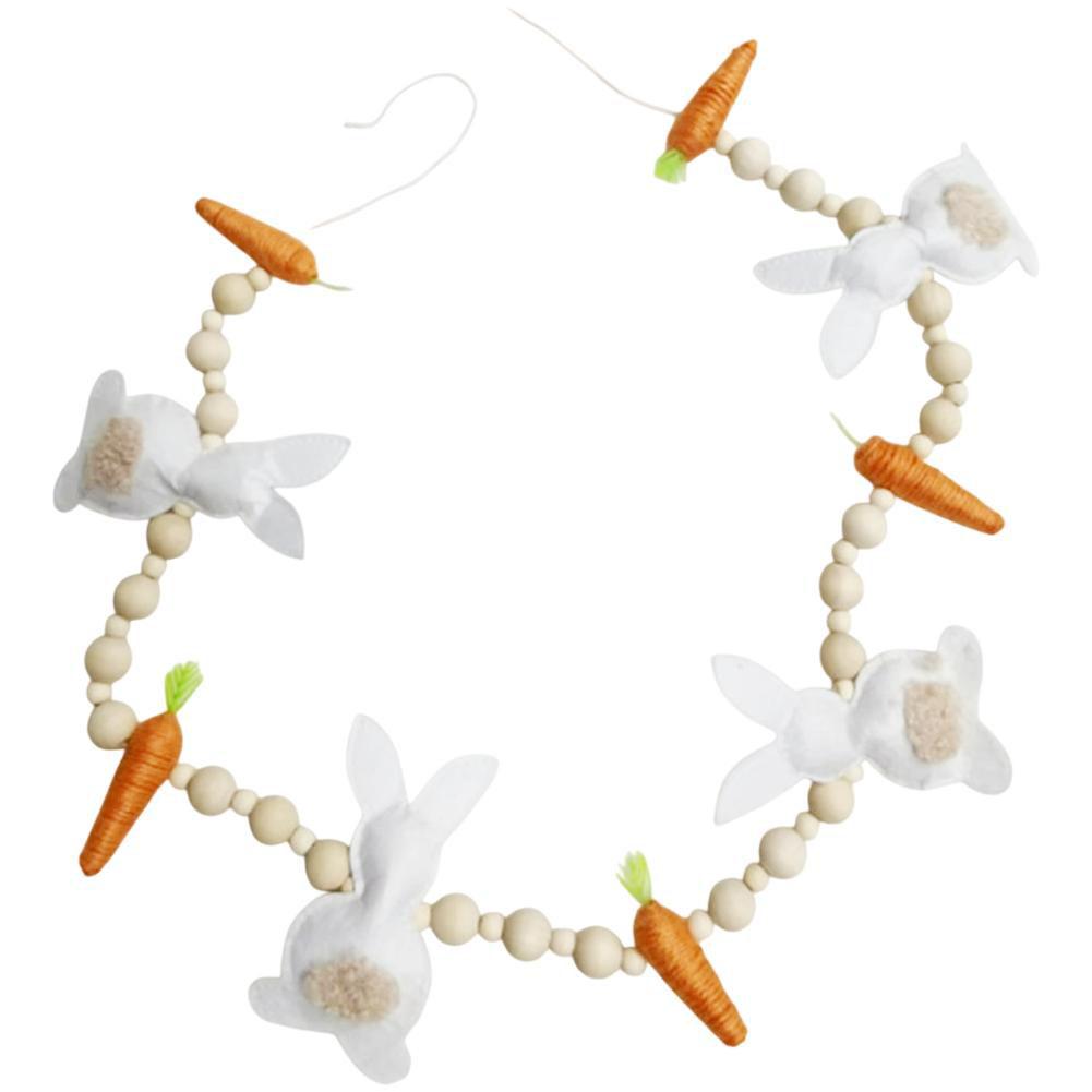 Easter Party 1 M Easter Garland Colorful Bunny And Carrot Decor Holiday Festive Decor Wooden Beads 1 Meter Length