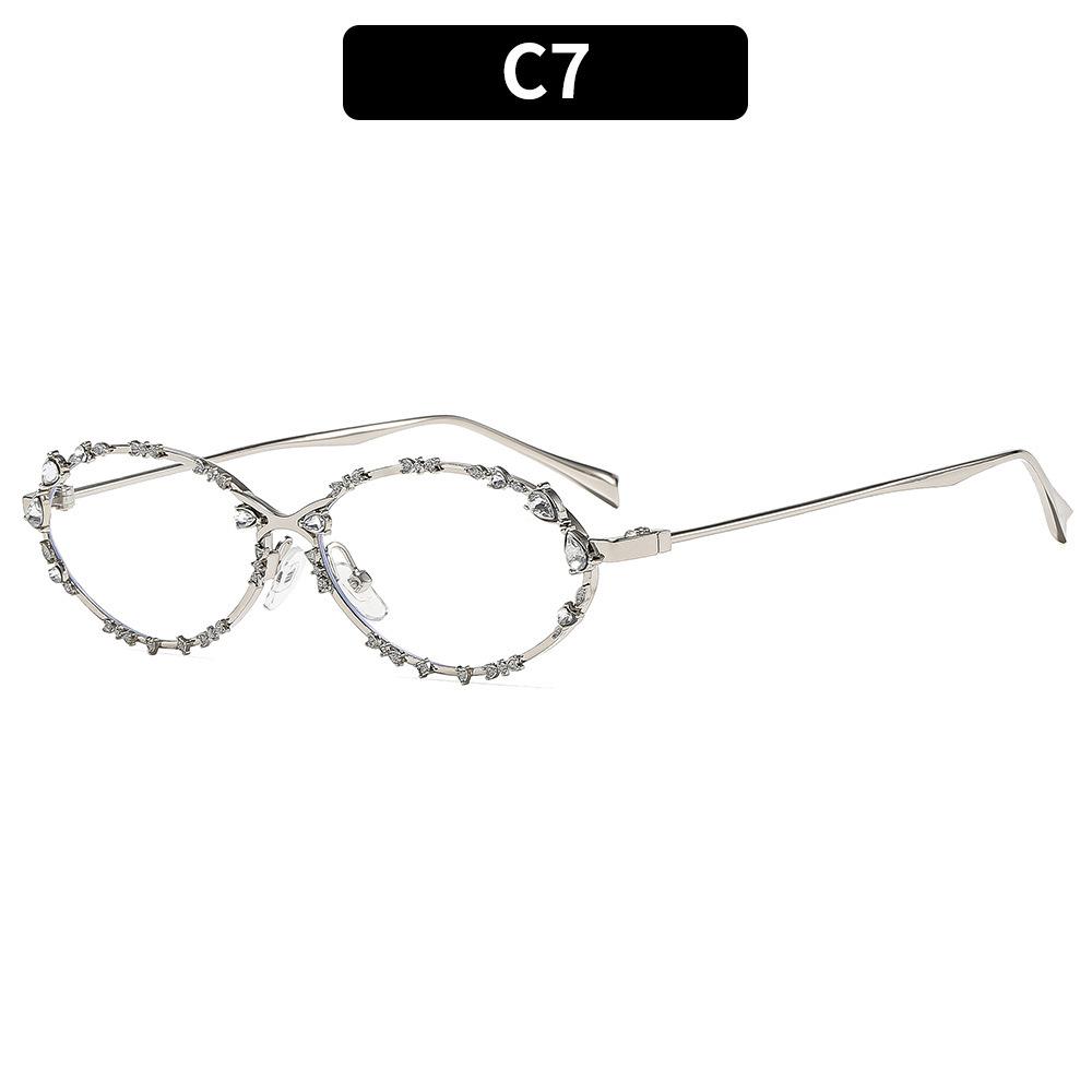 

New Luxury Diamond Sunglasses Men Women Luxury oval Rhinestone Sun Glasses Trends Personalized Metal Frame Driving Eyewears