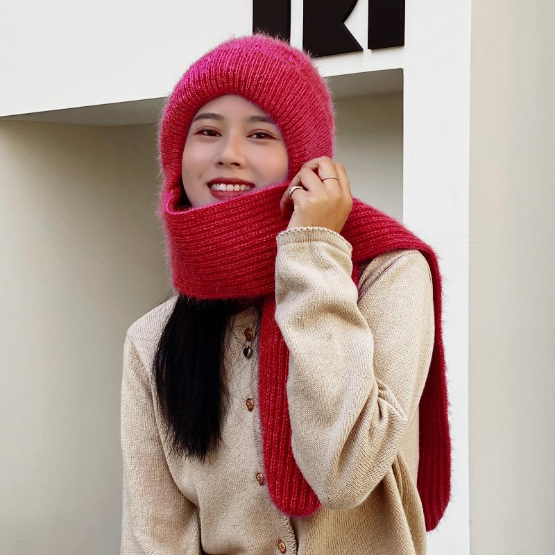 Women's Hat Scarf Combo Knitted Hats Versatile for Autumn and Winter Outdoor New Winter Knitted Hats