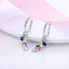 925 Silver Colorful Feathers Drop Earrings Dream Catcher Bohemia Asymmetry Dangle Earrings Original Wedding Jewelry For Women