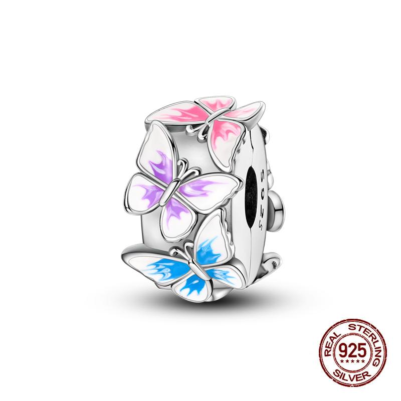 Compatible With 3MM Authentic Bracelets copper Colorful Dragonfly Flower Gem Butterfly Charm Bead Charms Bead Charms Fine Do It Yourself Jewellery Mak