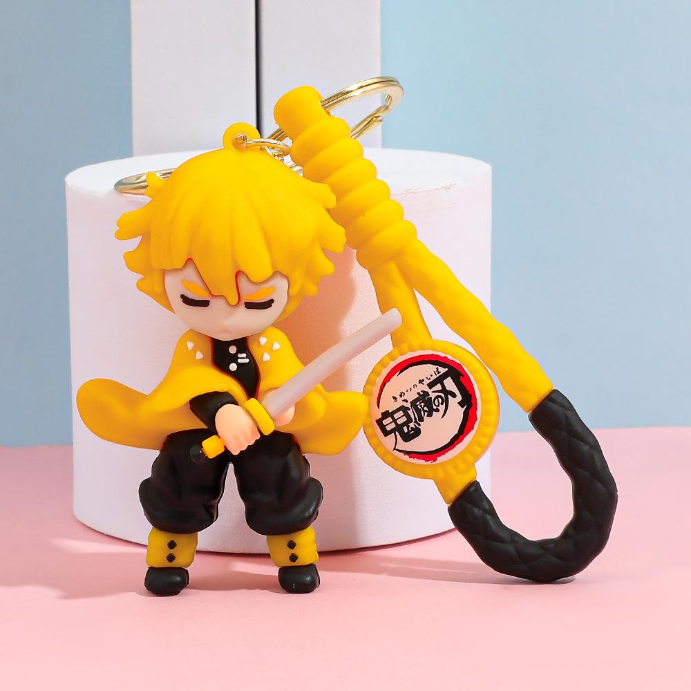 Demon Slayer Kimetsu No Yaiba Keychain Cartoon Anime Cute Kamado Tanjirou Nezuko Figure Keyring Bag Car Key Chain Model Toy Gift
