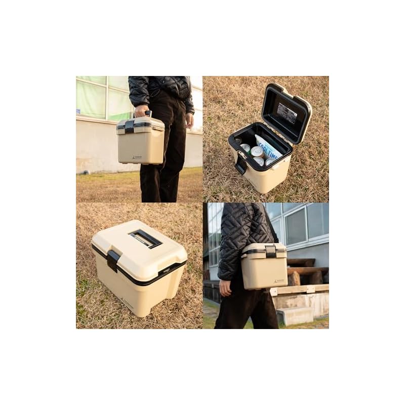 Captain Stag Cooler Box, 7L Capacity, with Shoulder Strap, Beige, Made In Japan, CS Charmant UE-86