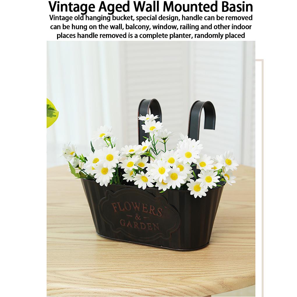 Żelazna eliptyczna doniczka wisząca z otworami drenażowymi zapewniającymi cyrkulację powietrza Odpinana rączka Doniczka