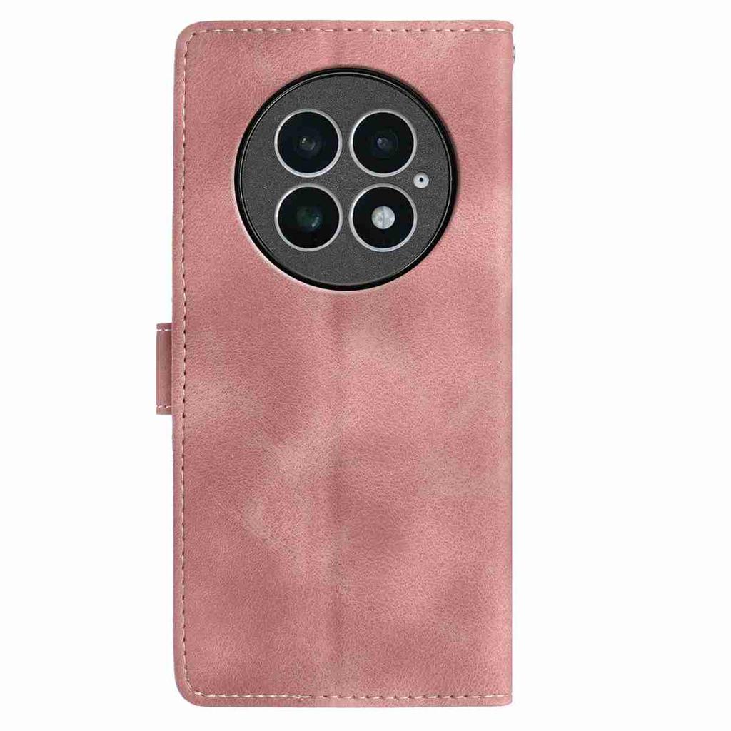 For OnePlus 13 Case Imprinted Feather PU Leather Wallet Phone Cover with Wrist Strap