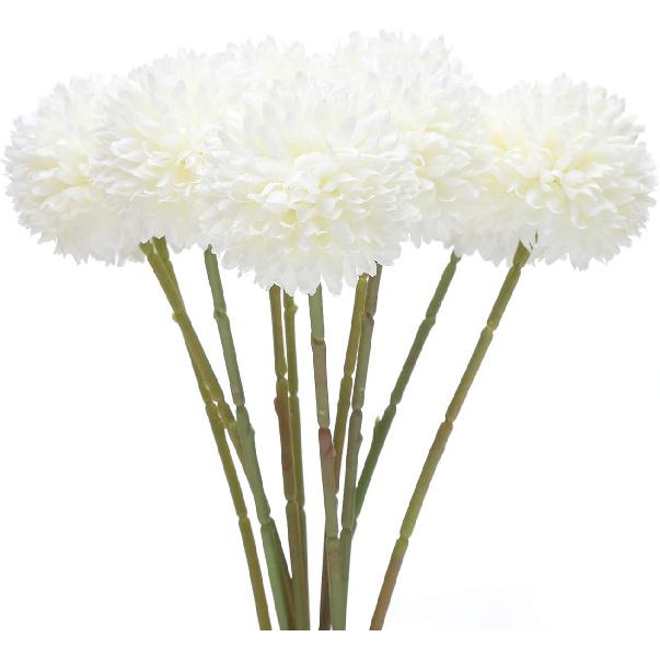 White Artificial Dahlia Flowers, Silk Plastic Fake Hydrangea Flowers Bunch Bridal Wedding Bouquet for Home Garden Party Wedding Decoration 10 Pcs