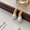 New Water Drop Stud Earrings For Women Vintage Dome Copper Gold Plated Ceramic Metal Women'S Earring Teardrop Ear Cuff Girl