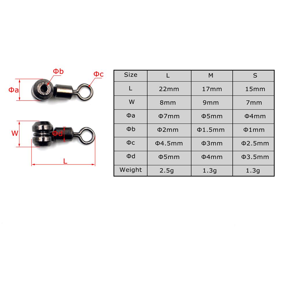 MNFT 12Pcs Fishing Swivels 3 Way Brass Alloy Cross-line Rolling Fishing Swivel Crane Tackle Connector Size L M S