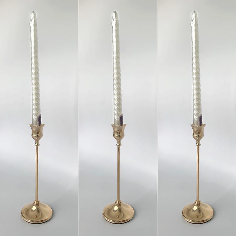 Europejski Złoty Świecznik z Kutego Żelaza - Luksusowy Romantyczny Dekor na Kolację przy Świecach