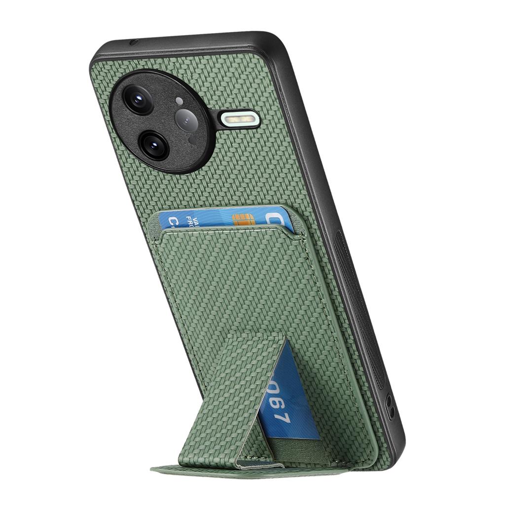 For Xiaomi Poco F7 Ultra 5G/Xiaomi Redmi K80 Pro 5G Case Card Holder Carbon Fiber Texture Leather Coated TPU Phone Cover