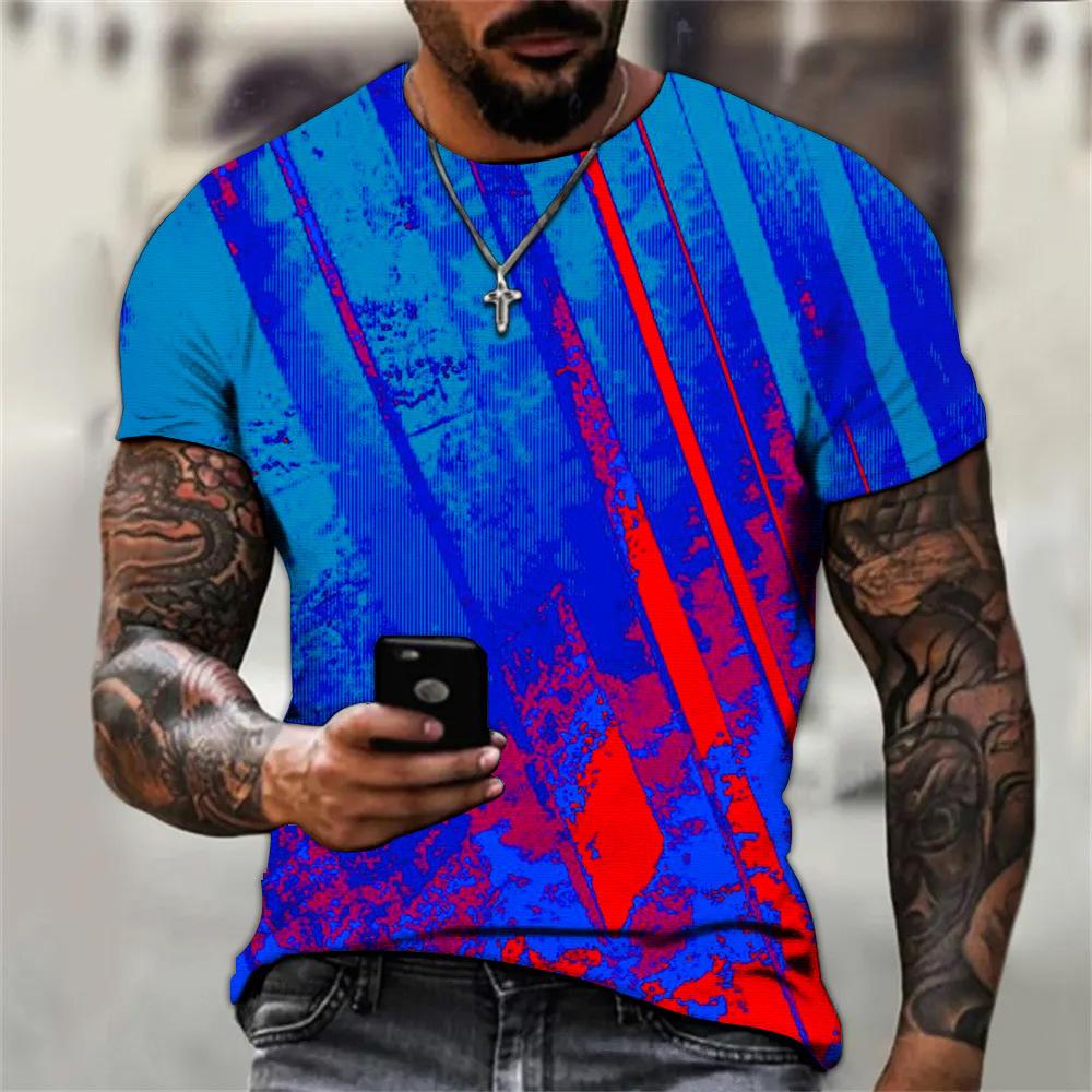 

Летняя мужская пуловерная футболка с 3D цифровым сращиванием и геометрической печатью, популярная на улице 6XL