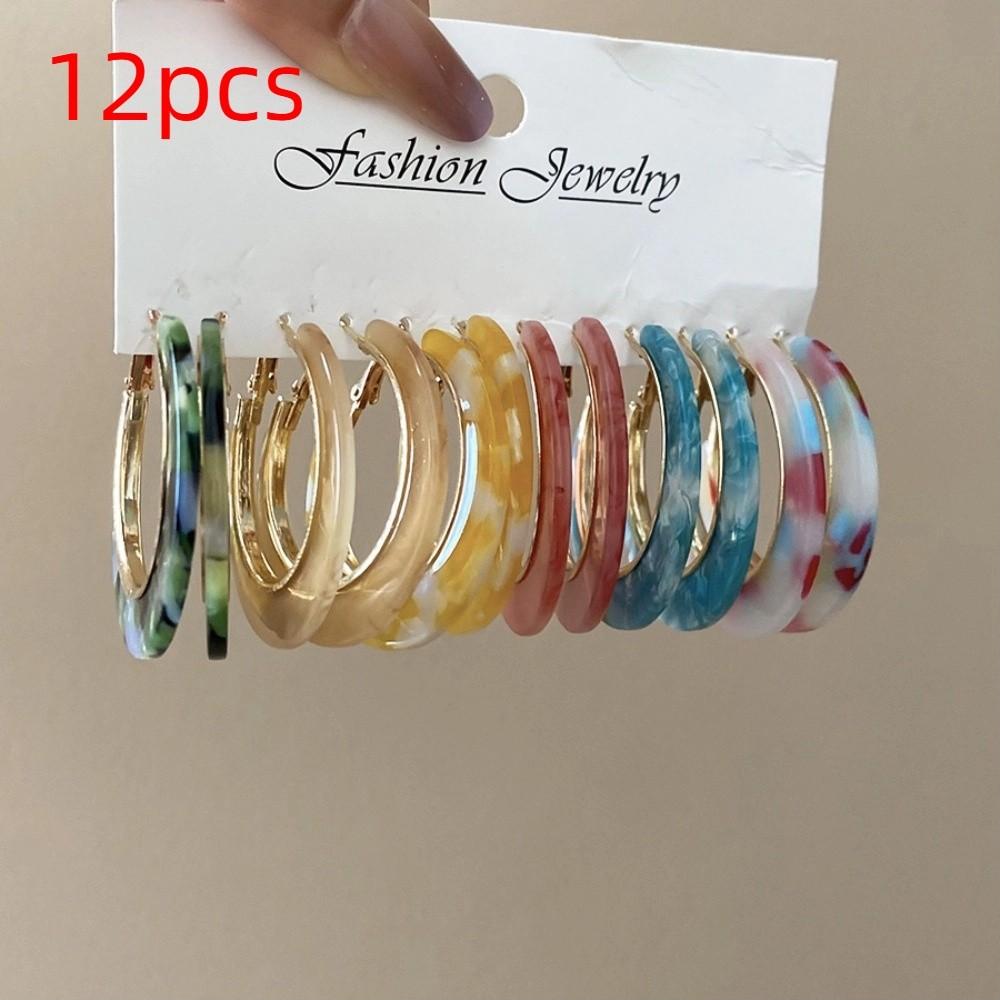 Acetic Acid Leopard Print Earrings Vintage Geometric Earrings Set Acetate Hoop Earrings  Women