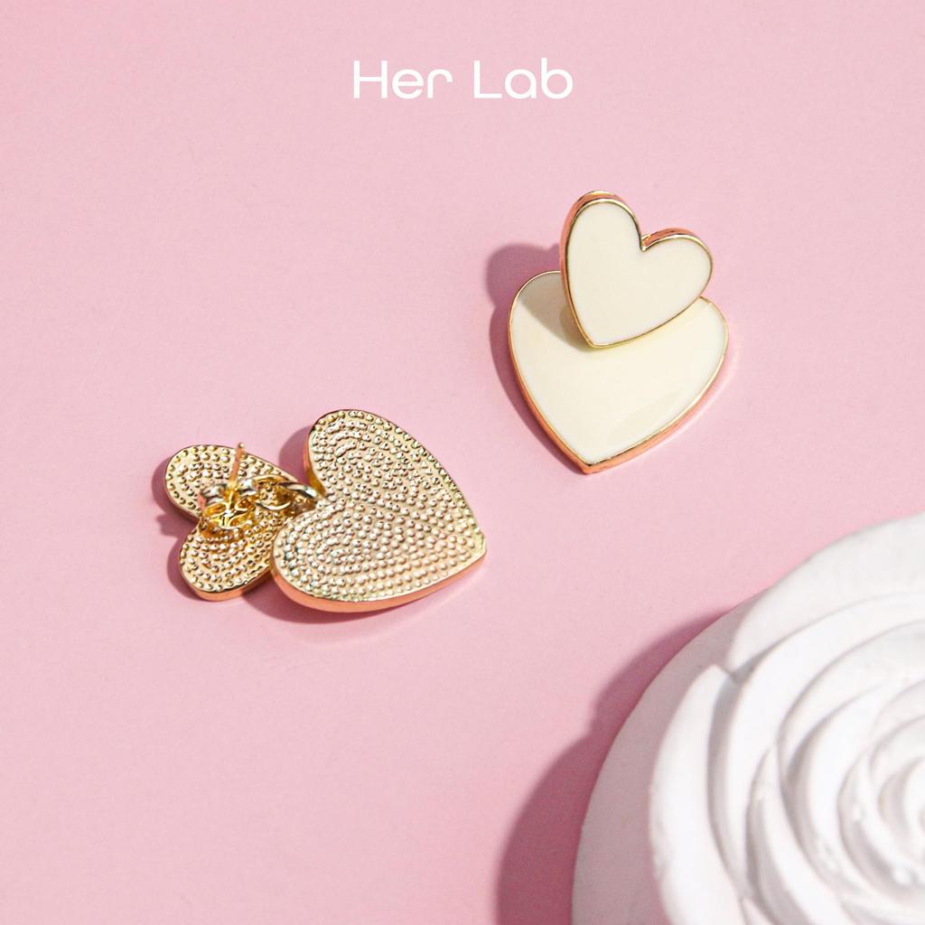 Her Lab | Handmade Colorful Metal Heart Stud Earrings Cute Women's Stud Earrings Korean Style Lightweight Hypoallergenic