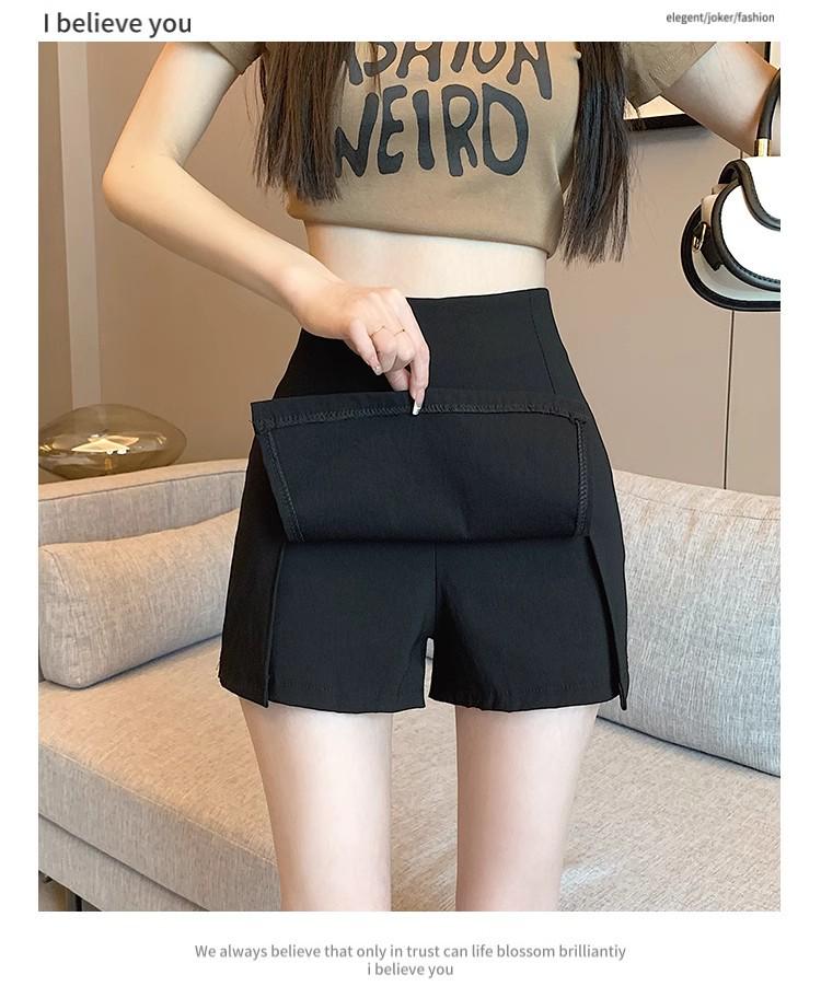 2024 Spring/Summer Black High-Waist Slimming Slit Bodycon Midi Skirt for Women