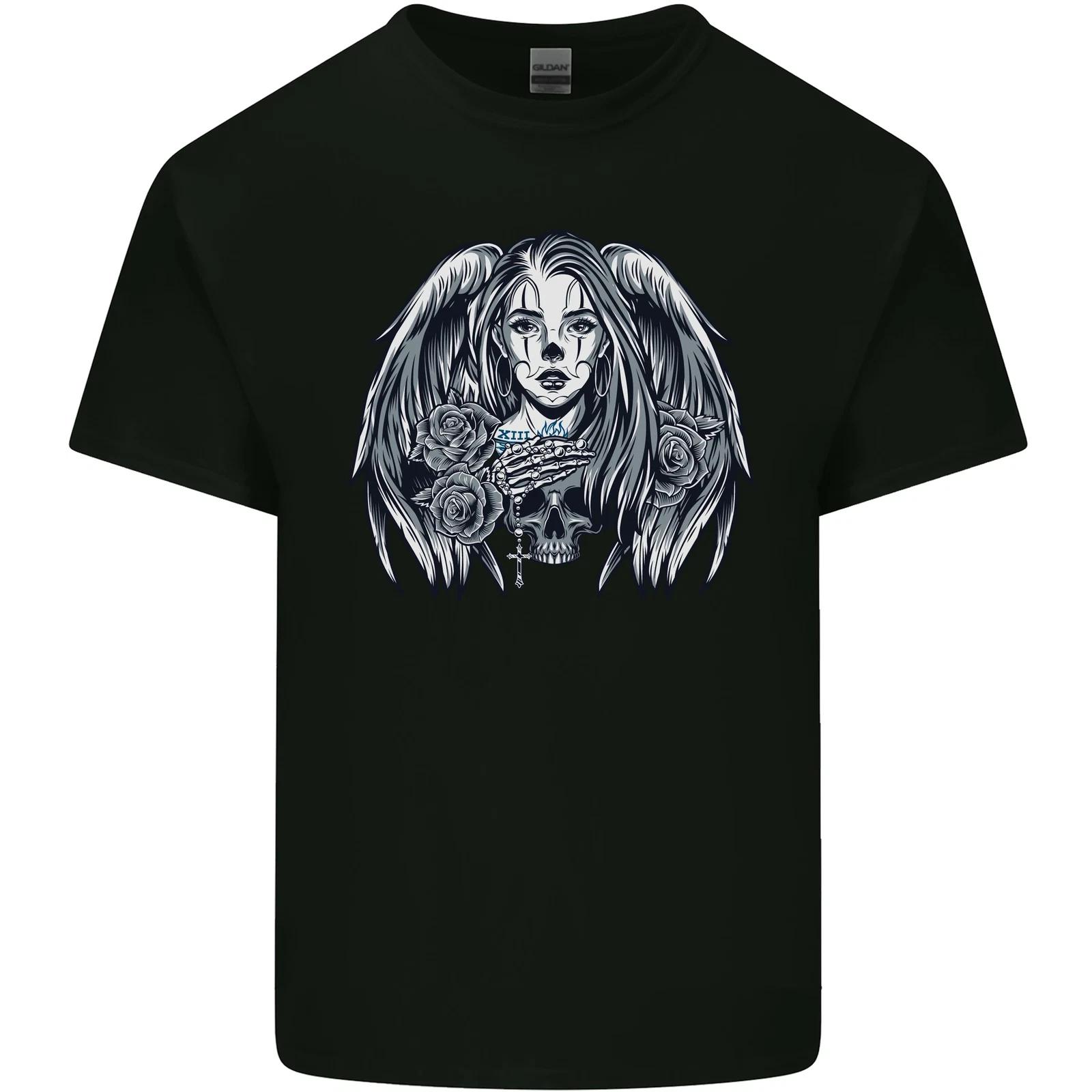 Heaven & Hell Angel Skull Day of the Dead Kids T-Shirt Childrens M