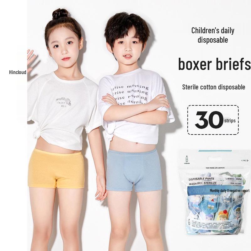 Kids' Disposable Cotton Underwear - Portable Travel Boxer Shorts
