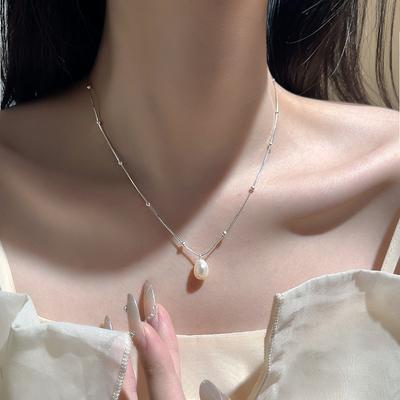 S925 Zilveren Parelketting voor Meisjes, Nieuwe INS Stijl Barok Kleine Vorm Design, Ronde Bal Ketting, Geavanceerd
