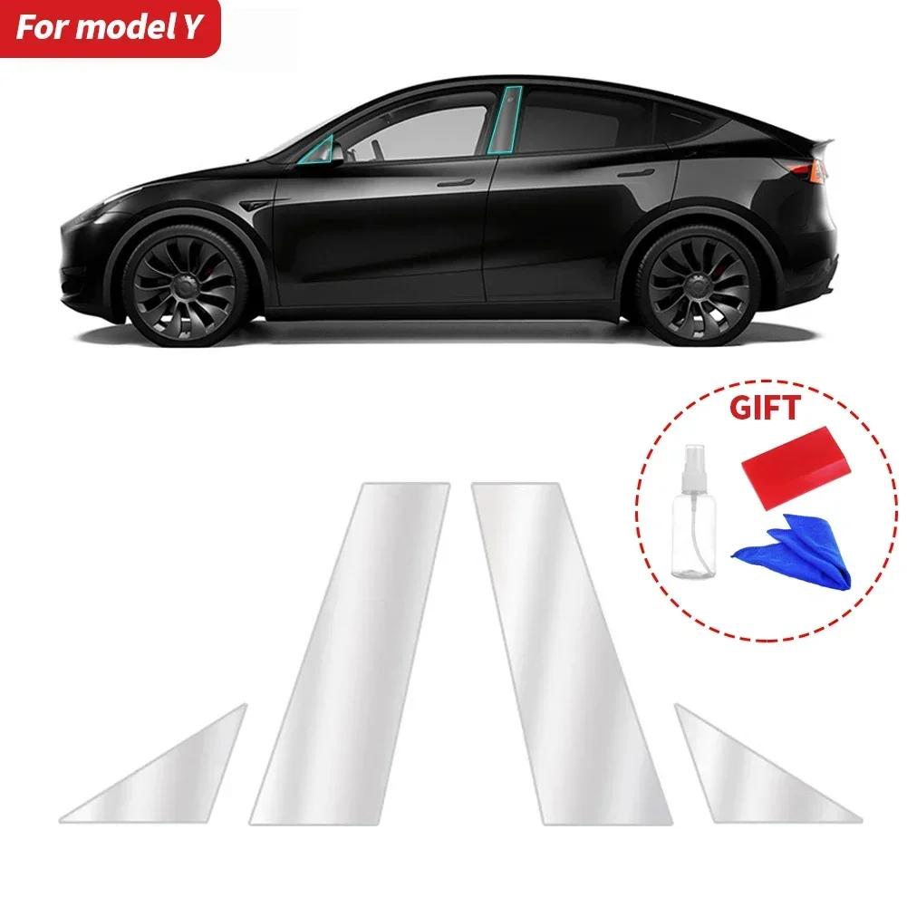 

4 шт. Для Tesla Model 3 Автомобильная защитная пленка для центральной стойки модели Y, устойчивая к царапинам автомобильная пленка TPU для передней стойки, аксессуары для модернизации