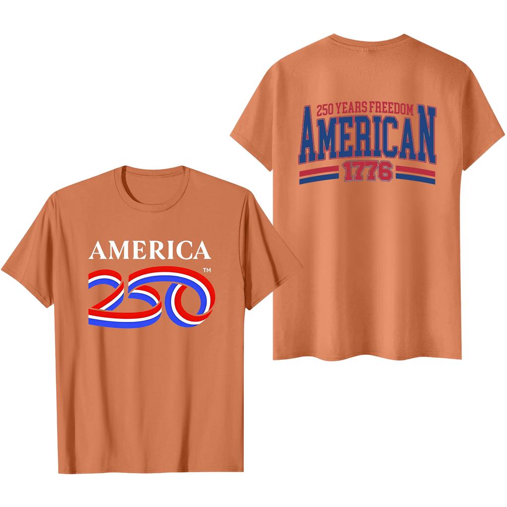 Men's Casual Short Sleeve T-Shirt 250 Years Anniversary Letter Print Crew Neck Cotton Blend Soft Fabric Comfortable Fit