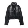 European and American Style, New Women's Clothing, Fashionable, Versatile, Cross-border Stand-up Collar Imitation Leather Strap Jacket