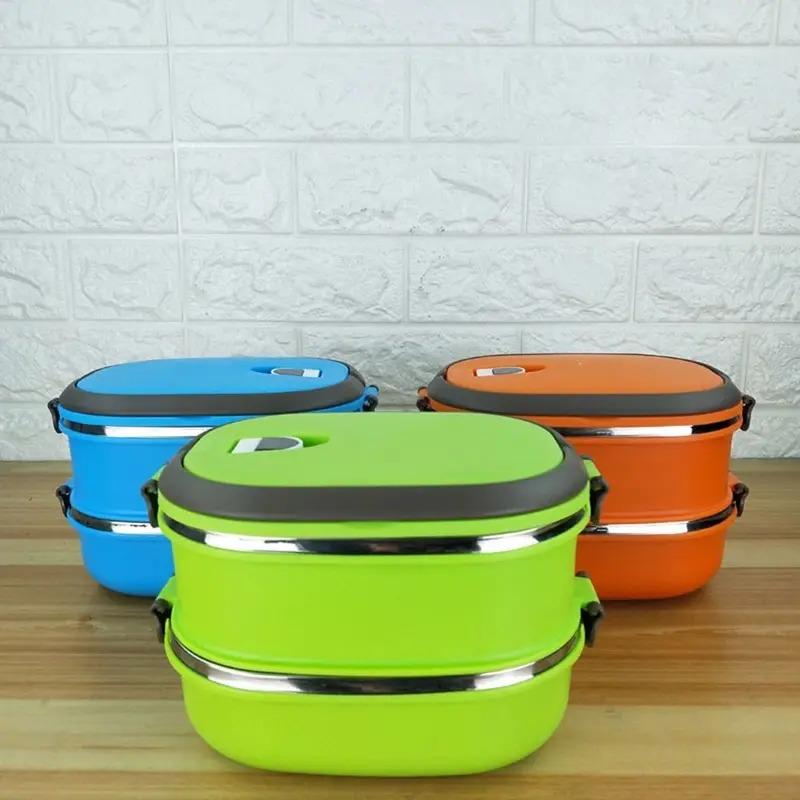 Portable Stainless Steel Food Container Rectangular Leakproof Bento Box Sealed Large Capacity Soup Food Flask for Kids Adult