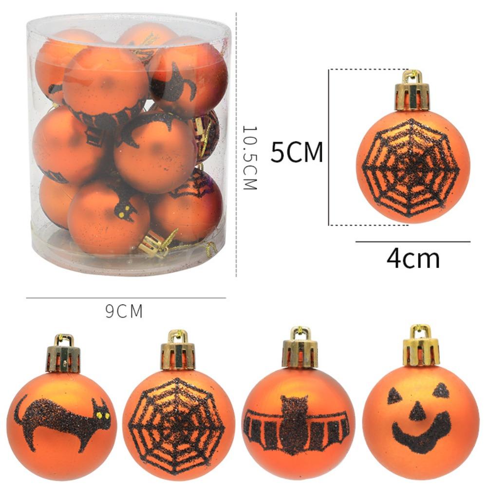 12PCS/Box New Painted Ball Halloween Ornament DIY Crafts Painted 4cm Desktop Decoration Party Gift Halloween Decoration