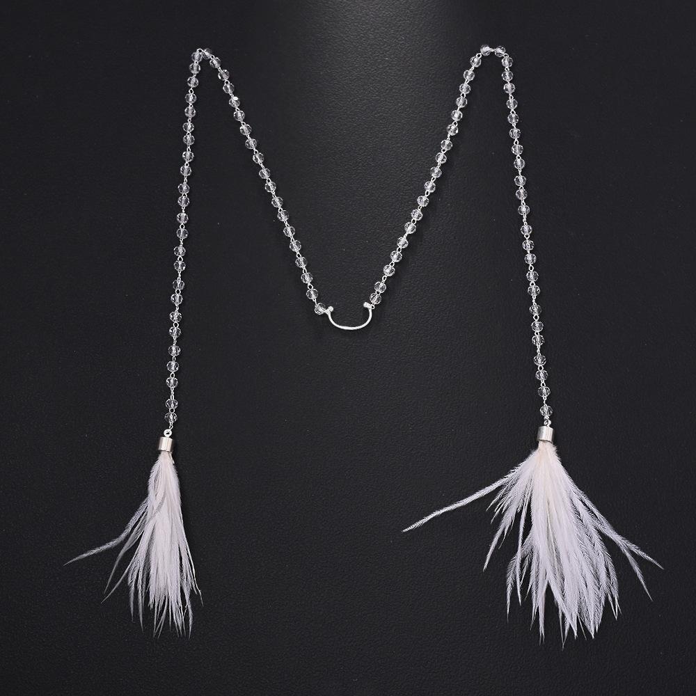 Boho Feather Tassel Face Chain, Sparkly Crystal Mask Vein Eyewear Chain, Festival Party Hair & Face Accessories for Women