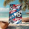 Custom Name Ultra-Soft Beach Towel with Soccer Theme,Ideal for Pool - Camping, Diving - Perfect Travel Essential, Vibrant Beach Towel.