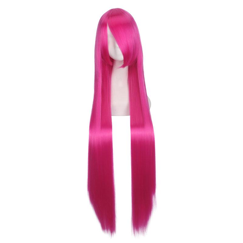 100cm Colored Straight Bangs Women's Synthetic Wig Heat Resistant Fiber Multi Color Party Anime Roleplay Free Wig Cap