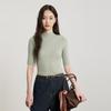 GooJeen Women's Slim Fit Half-High Collar Mid-Sleeve Knit Top
