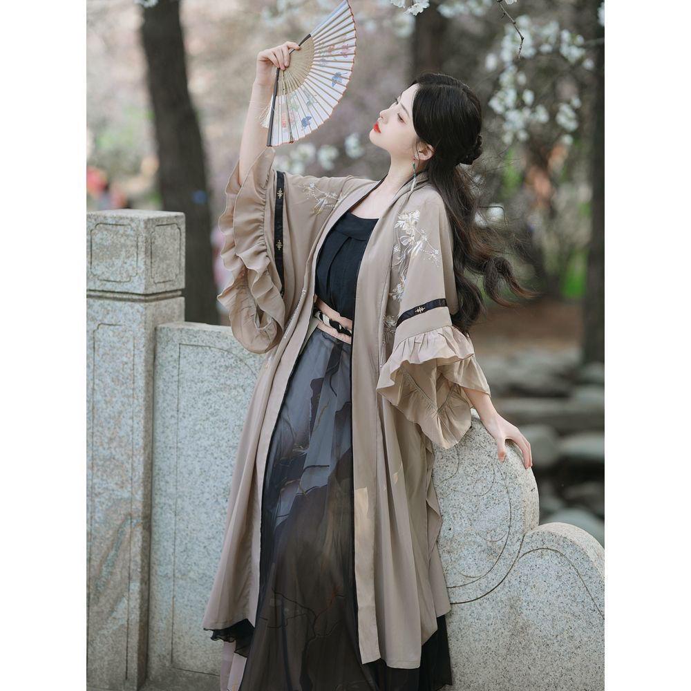 Chinese Song Dynasty Style Hanfu Women's Improved Long Bei Zi Daily Suit Waist-length Skirt Ancient Costume