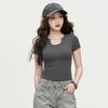 Summer trendy design chain t-shirt regular short sleeved slim fit short top for women cool