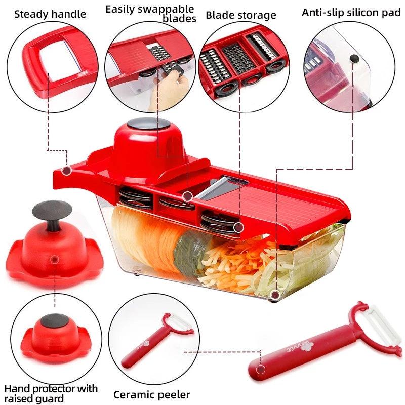 Vegetable Cutter Grater for Vegetables Slicers Shredders Multi Slicer Peeler Carrot Fruit 6 In 1 Gadgets Vegetable Cutting Tools