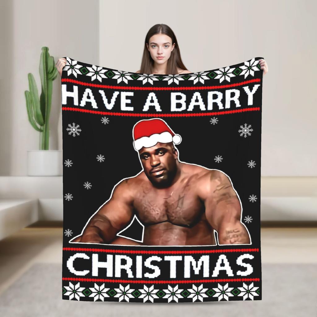 Funny Barry Wood Meme Christmas  Blanket Multiple Sizes Warm Cozy Fluffy  Throw Blankets for Couch Sofa and Bed