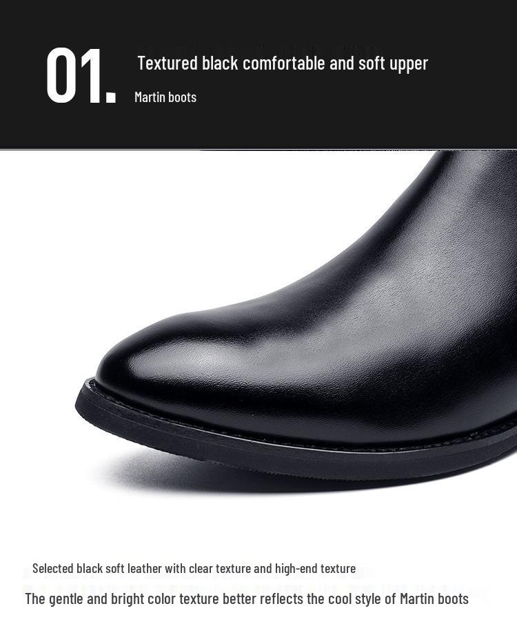 Men's Autumn/Winter 2025 Pointed Toe High-Top Leather Boots – Business Chelsea Slip-On Martins